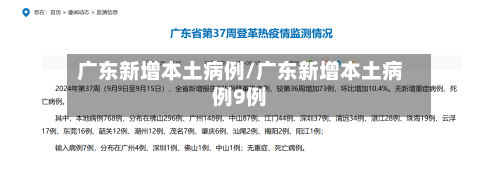 广东新增本土病例/广东新增本土病例9例