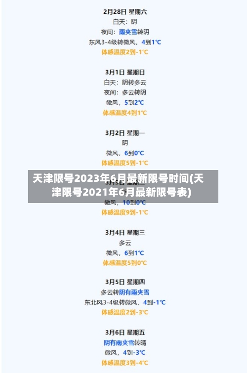天津限号2023年6月最新限号时间(天津限号2021年6月最新限号表)-第2张图片