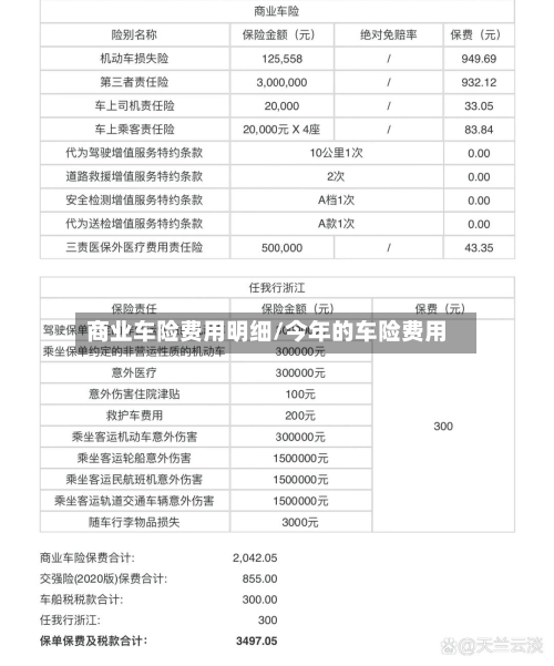 商业车险费用明细/今年的车险费用-第3张图片