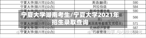 宁夏大学湖南考生/宁夏大学2021年招生录取查询