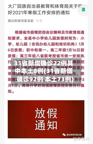31省新增确诊22例其中本土8例(31省新增确诊92例 本土73例)