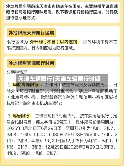 天津车辆限行(天津车辆限行时间)