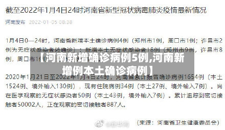 【河南新增确诊病例5例,河南新增例本土确诊病例】-第2张图片