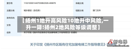 【扬州1地升高风险10地升中风险,一升一降!扬州2地风险等级调整】